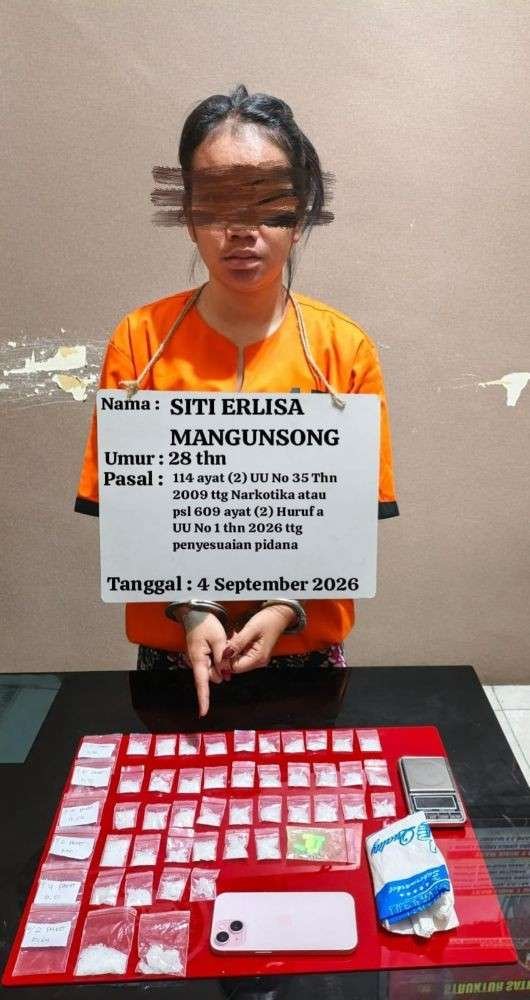 Diduga Simpan Sabu 62 Gram dan Ekstasi, Perempuan di Labura Ditangkap Polisi